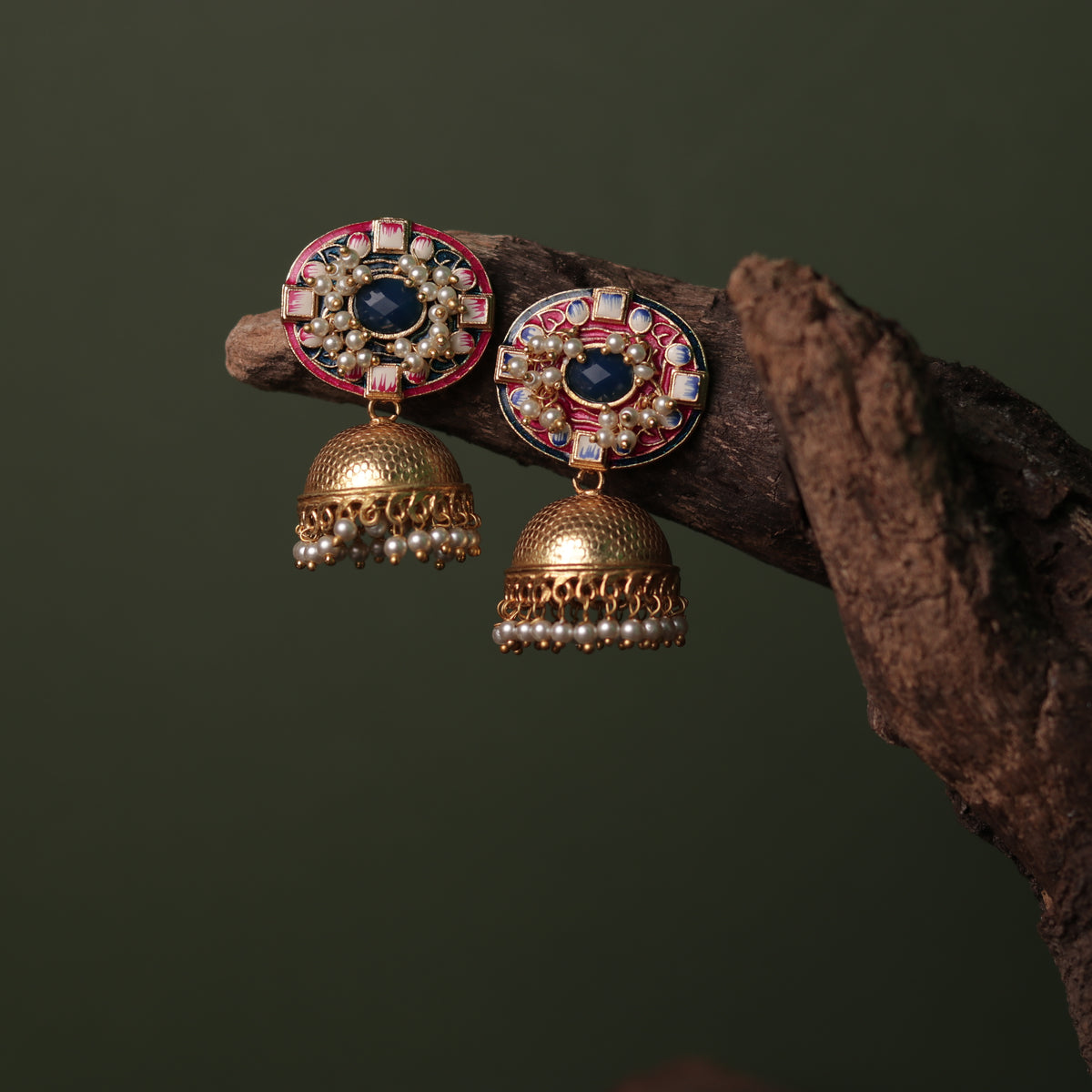 TANYA OVAL MIRAGE HANDMADE AND HANDPAINTED JHUMKAS ER64