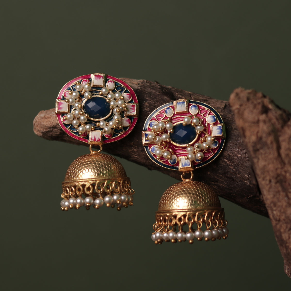 TANYA OVAL MIRAGE HANDMADE AND HANDPAINTED JHUMKAS ER64