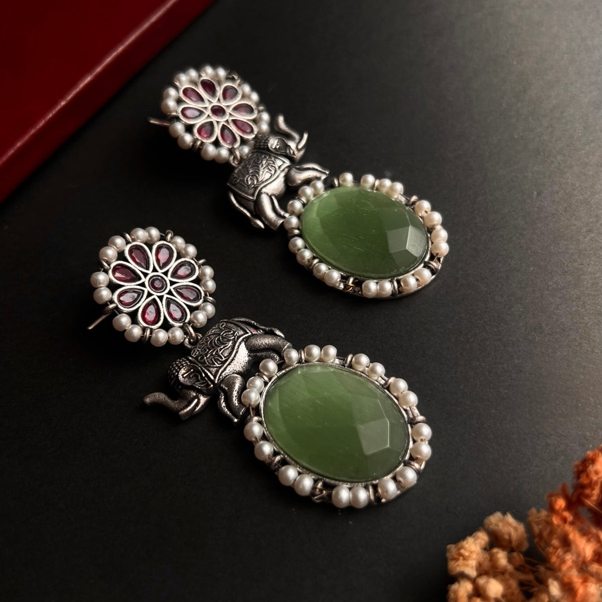 PASMINA MONALISA FAUX SILVER SEMI HANDMADE EARRINGS ER685