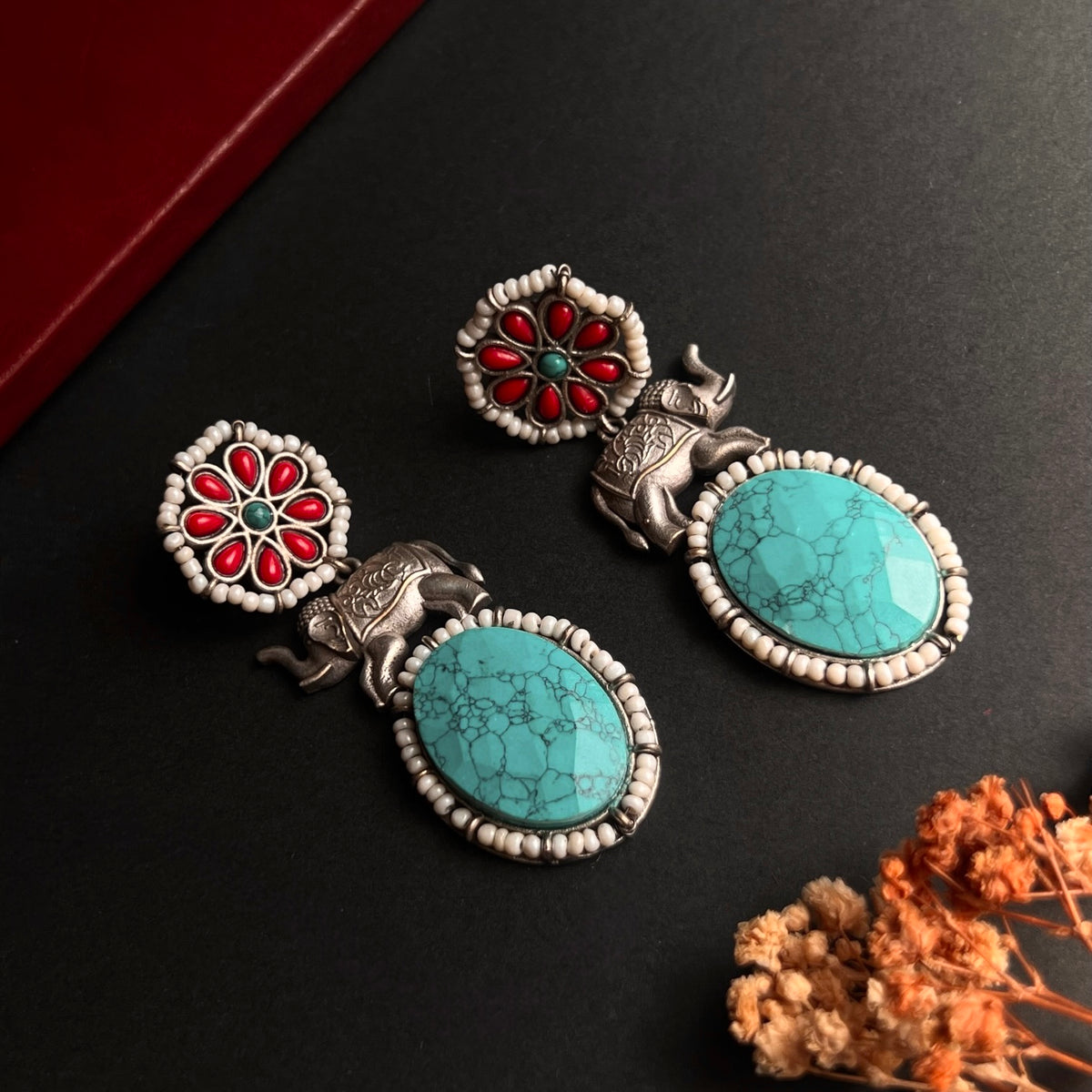 PASMINA MONALISA FAUX SILVER SEMI HANDMADE EARRINGS ER685