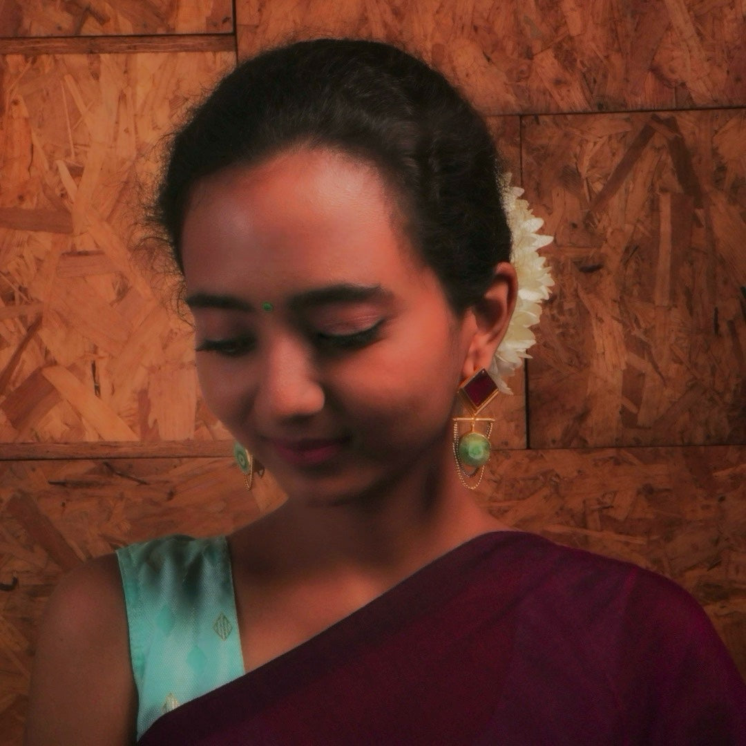 DIA RING MONALISA & DRUZY TREASURE HANDMADE AND HAMD HAMMERED EARRINGS ER77