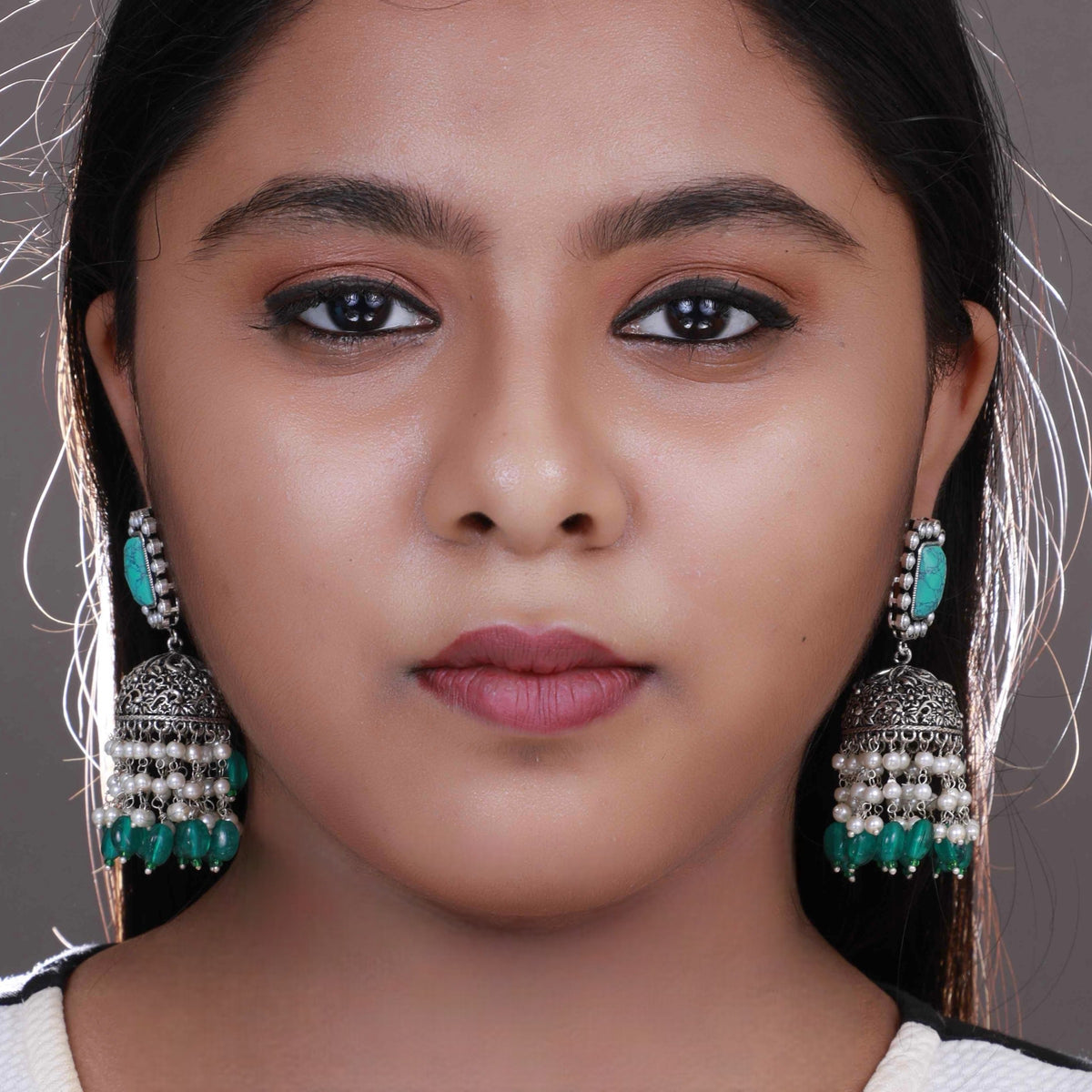 CHARISMA SEMI HANDMADE OXIDIZED JHUMKA-ER114