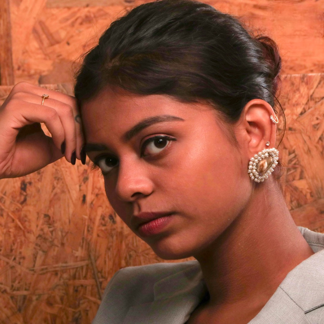 WHIMSY MOTHER OF PEARL HANDMADE STUDS  ER512