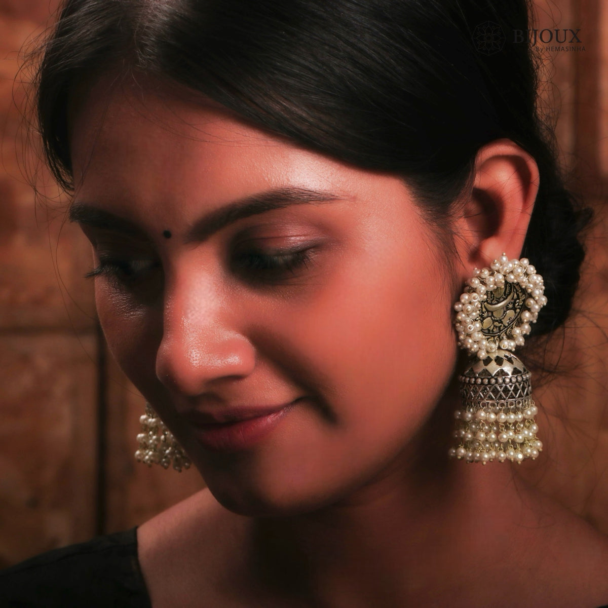 CAMEO ANTIQUE AFRO OXIDIZED JHUMKAS ER45