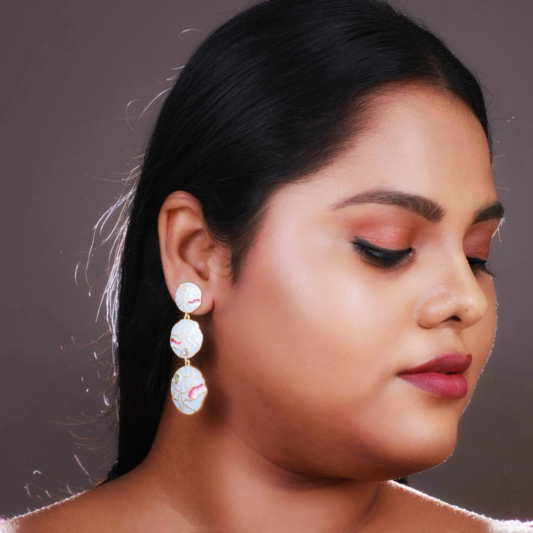 VIBRANT LAYERED MEENAKARI HANDMADE AND HAND HAMMERED EARRINGS ER75