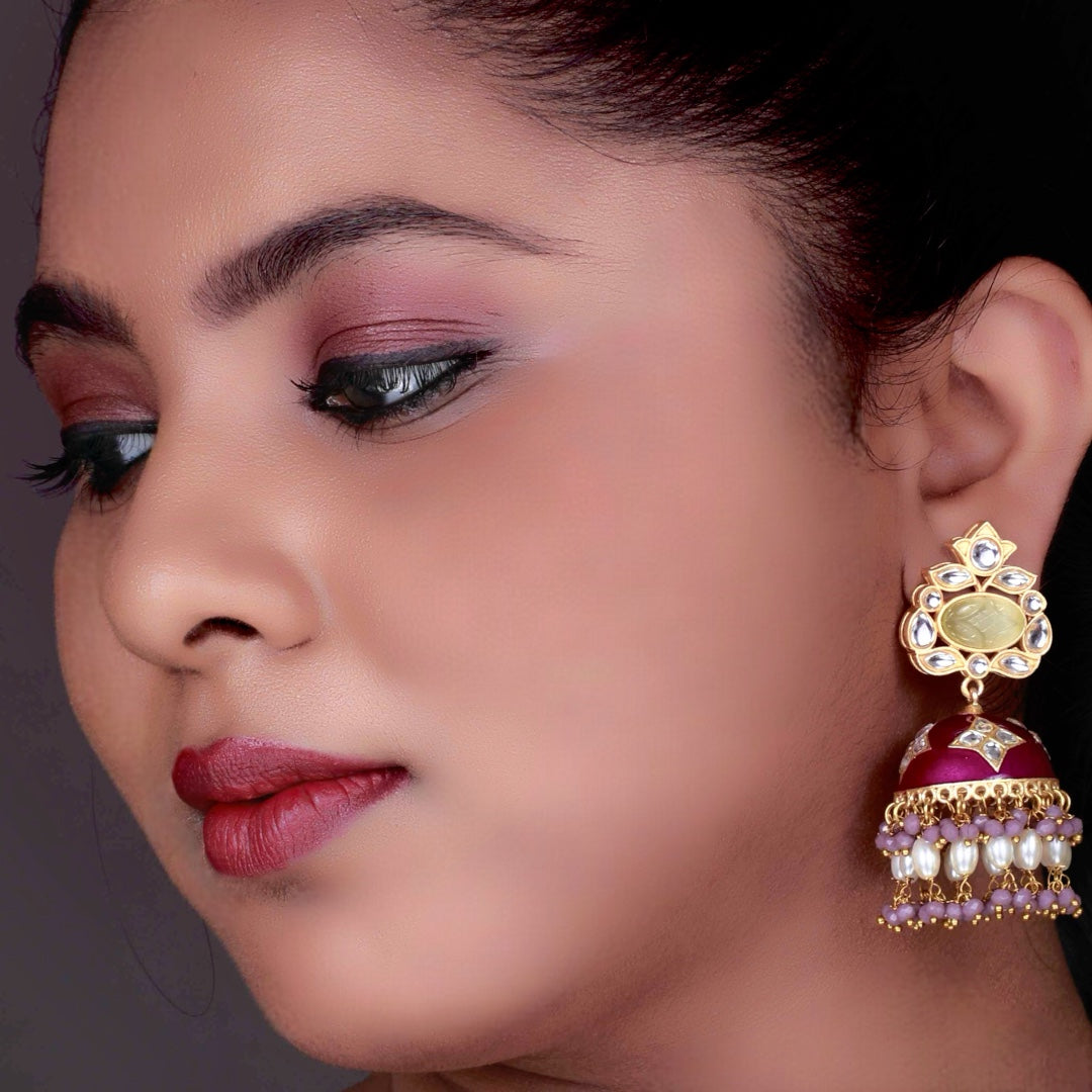 BEADED HANDMADE MELODY HANDMADE HAND HAMMERED JHUMKAS  ER63