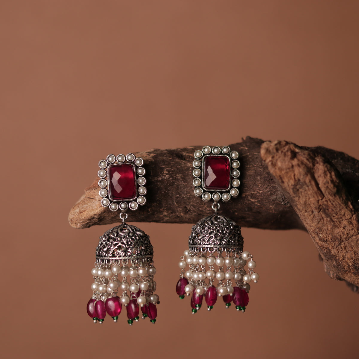 CHARISMA SEMI HANDMADE OXIDIZED JHUMKA-ER114