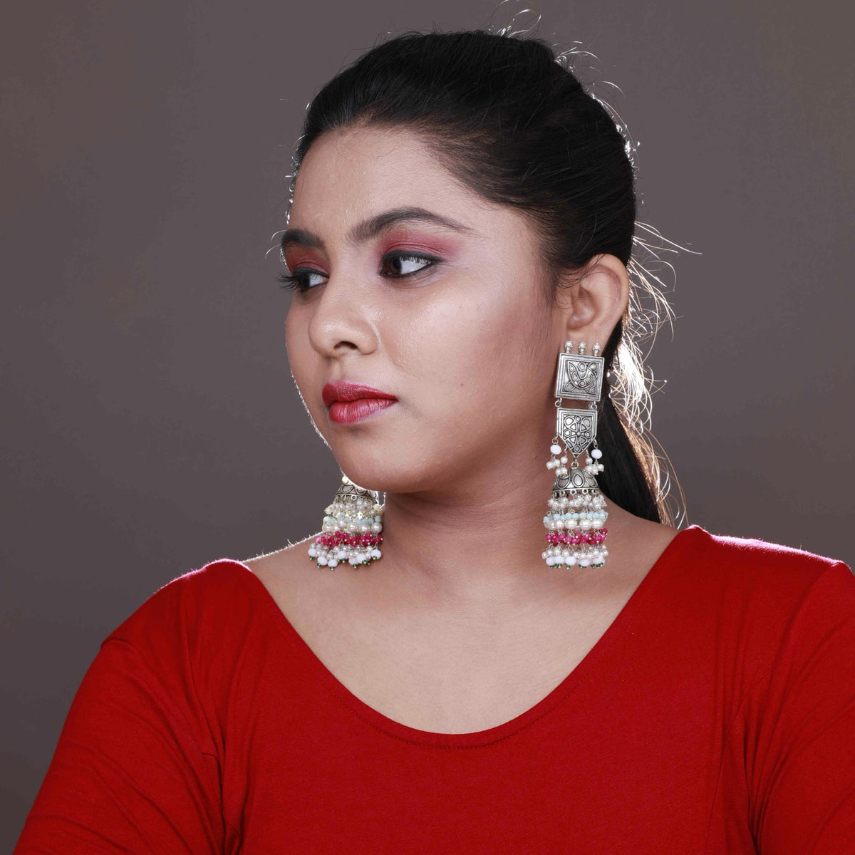 TRADITIONAL TWIST OXIDIZED JHUMKAS ER59