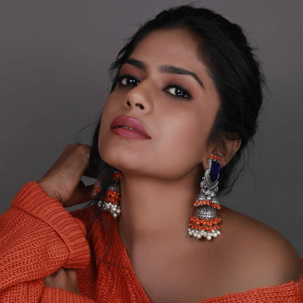 VICTORY CHIC SEMI HANDMADE JHUMKAS OXIDIZED  ER135