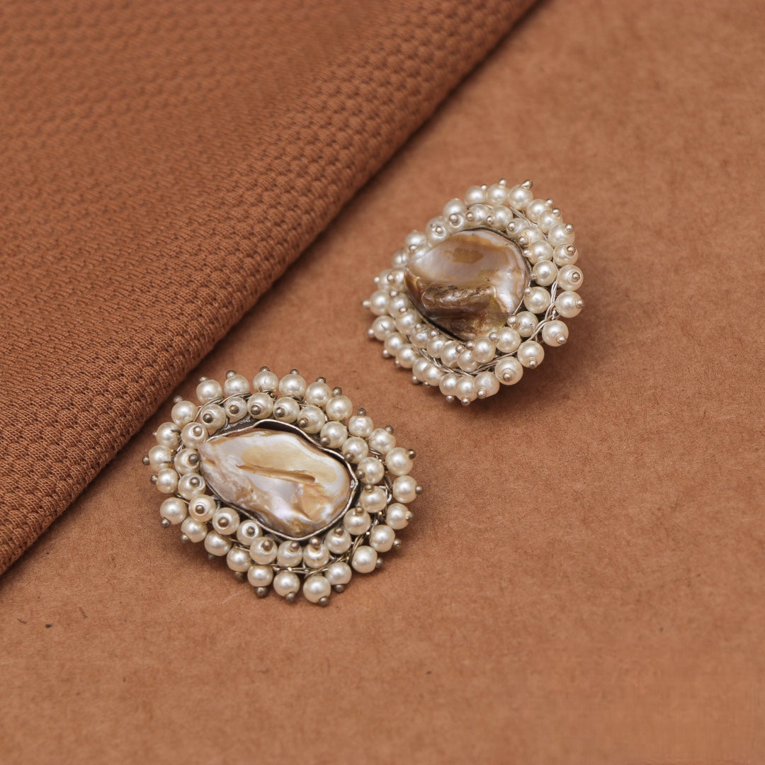 WHIMSY MOTHER OF PEARL HANDMADE STUDS  ER512