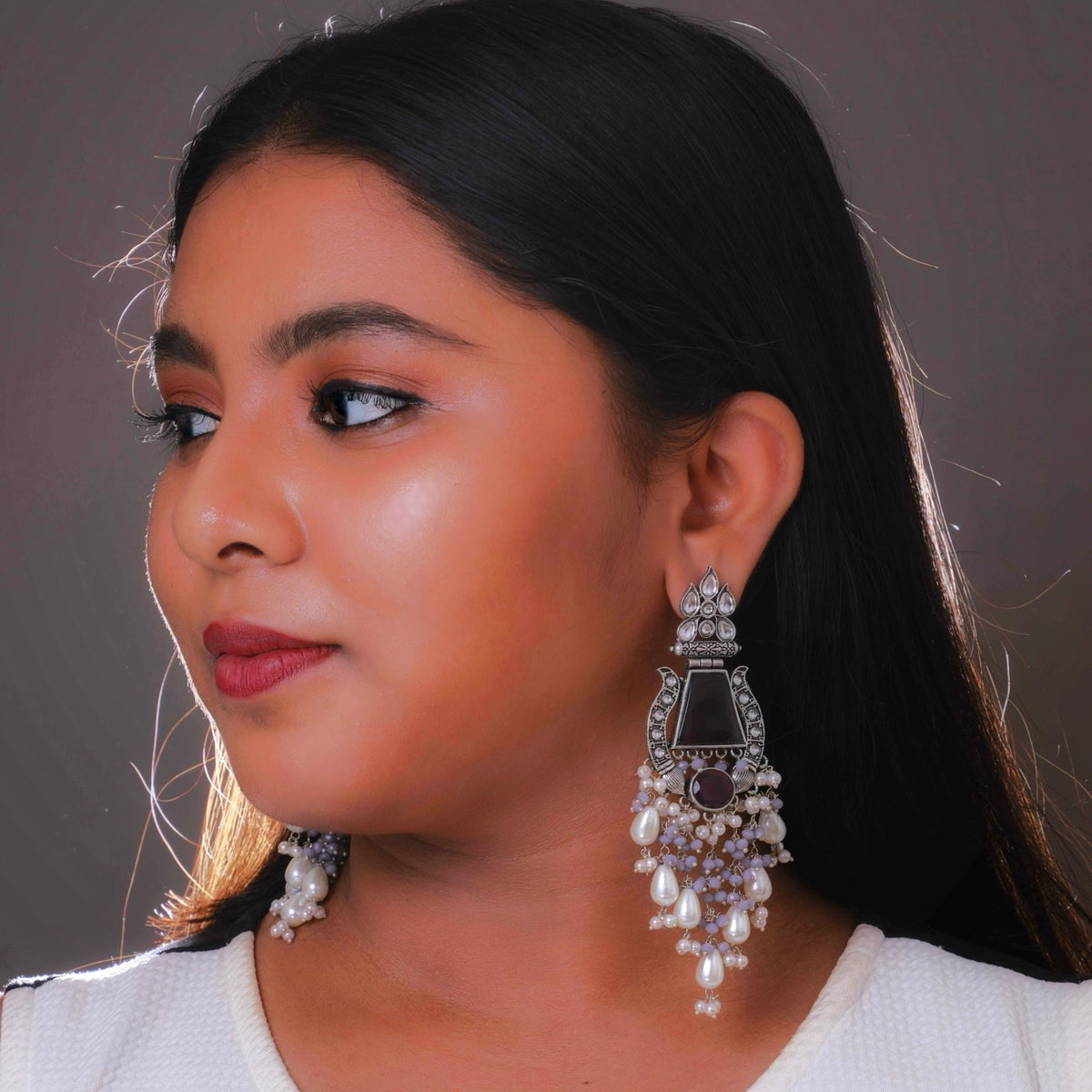 SHREYA CLASSIC SEMI-HANDMADE MONALISA STONE  EARRINGS ER35