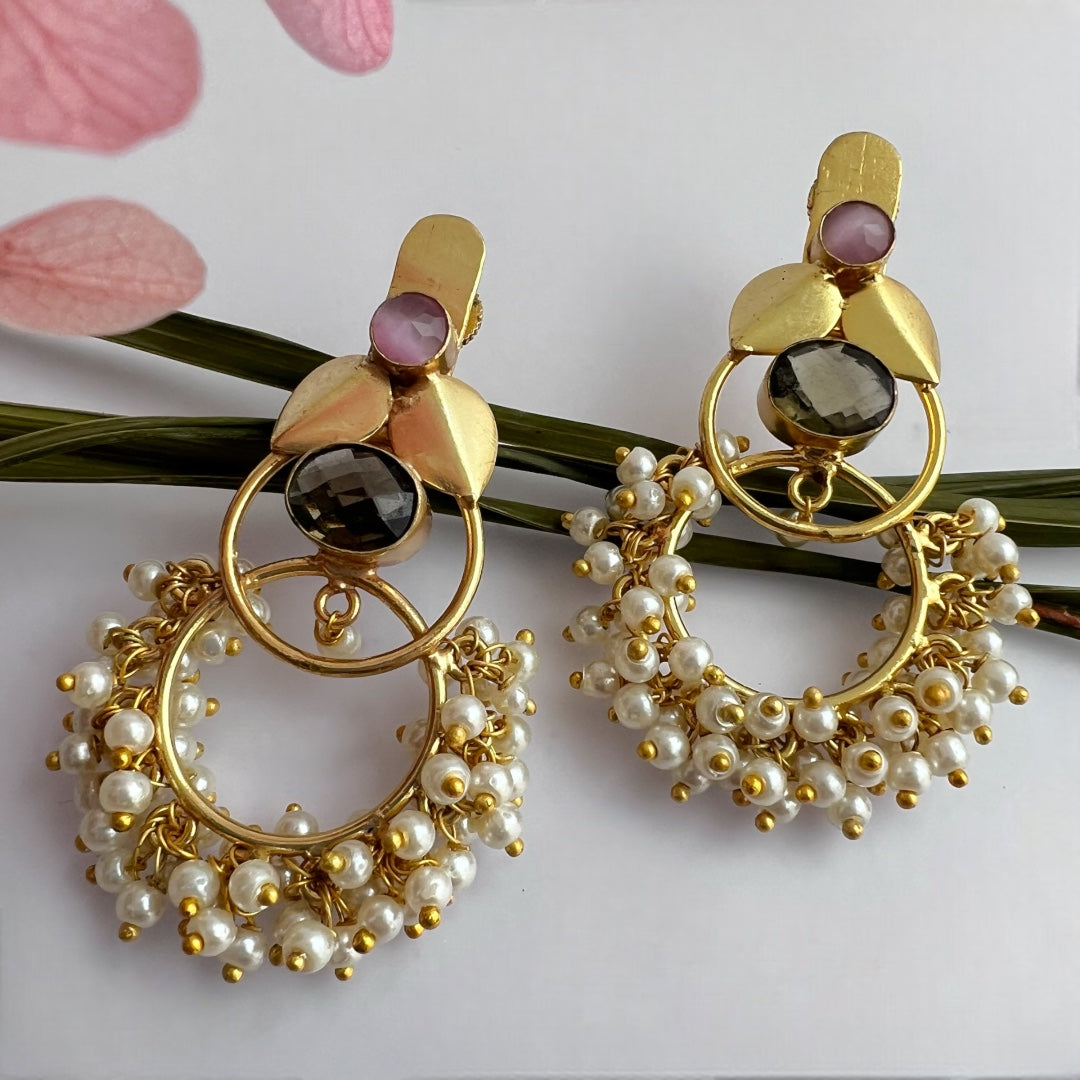 NATURE'S EMBRACE CIRCLE SEMI HANDMADE GOLD-TONED EARRING ER166