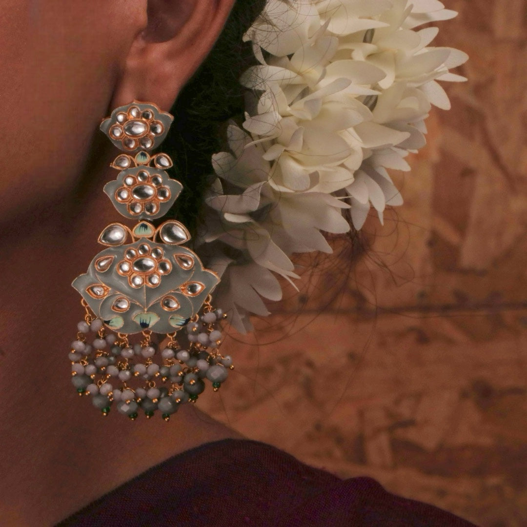 TRINITY SPARKLE LAYERED SEMI HANDMADE AND HAND PAINTED EARRINGS ER82