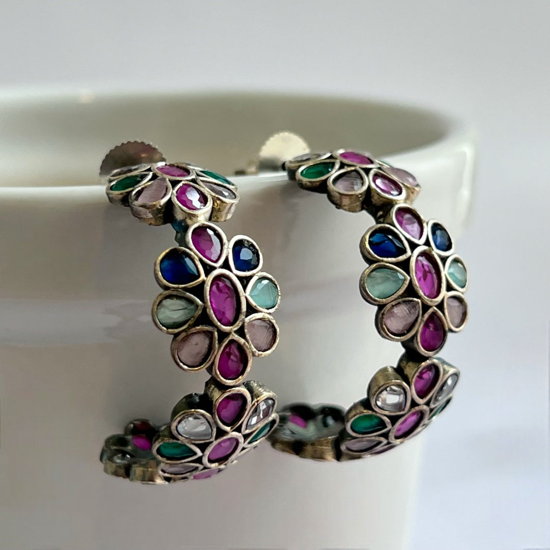 LOVE LOOP SILVER LOOK ALIKE SEMI-HANDMADE EARRING ER214