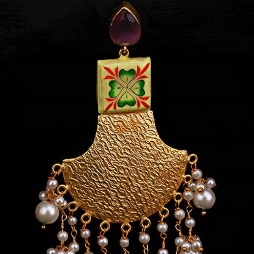 SRINA ART STROKE HAND PAINTED LONG EARRINGS ER96