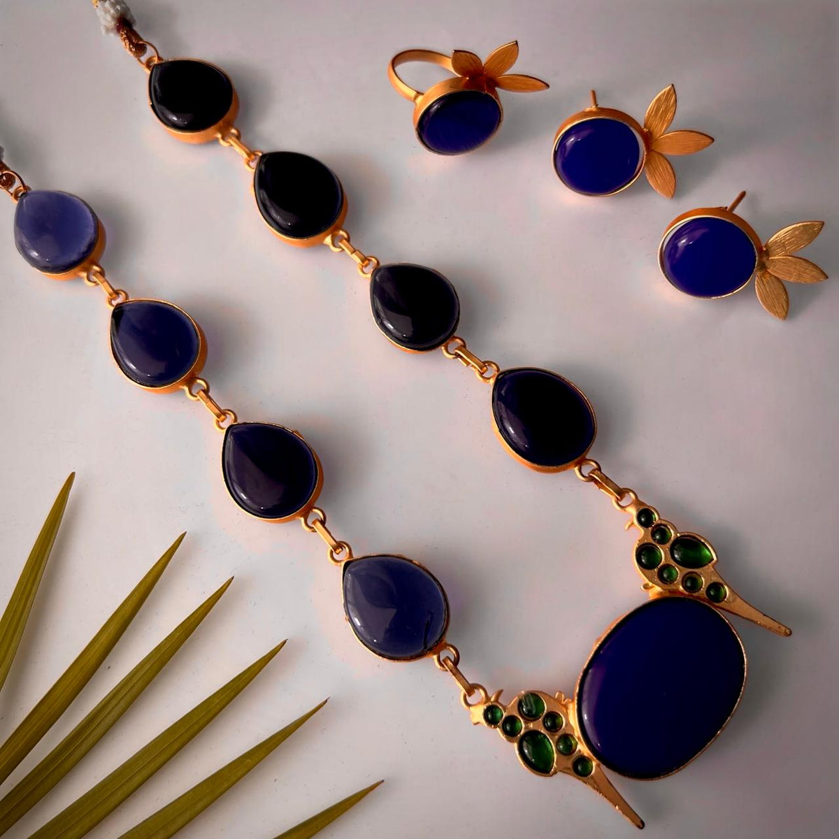 ROXANIA SET RING EARRING AND NECKLACE HANDMADE GOLD TONED PREMIUM NECKLACE/NECKPIECE EARRING SET NL30