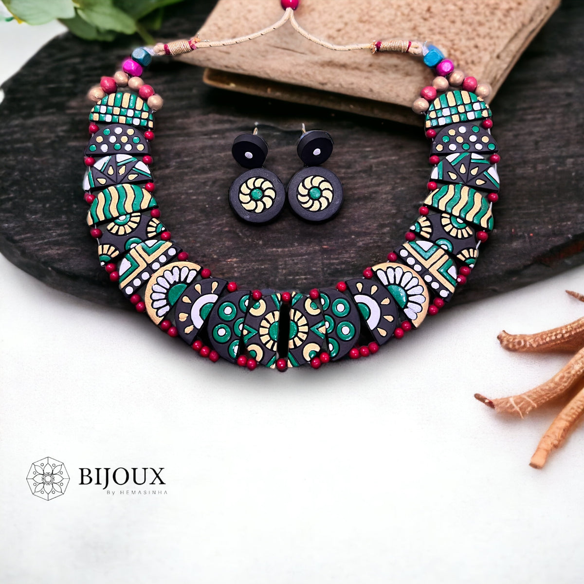 POSH FLAIR TERRACOTTA NECKLACE WITH EARRINGS TR17