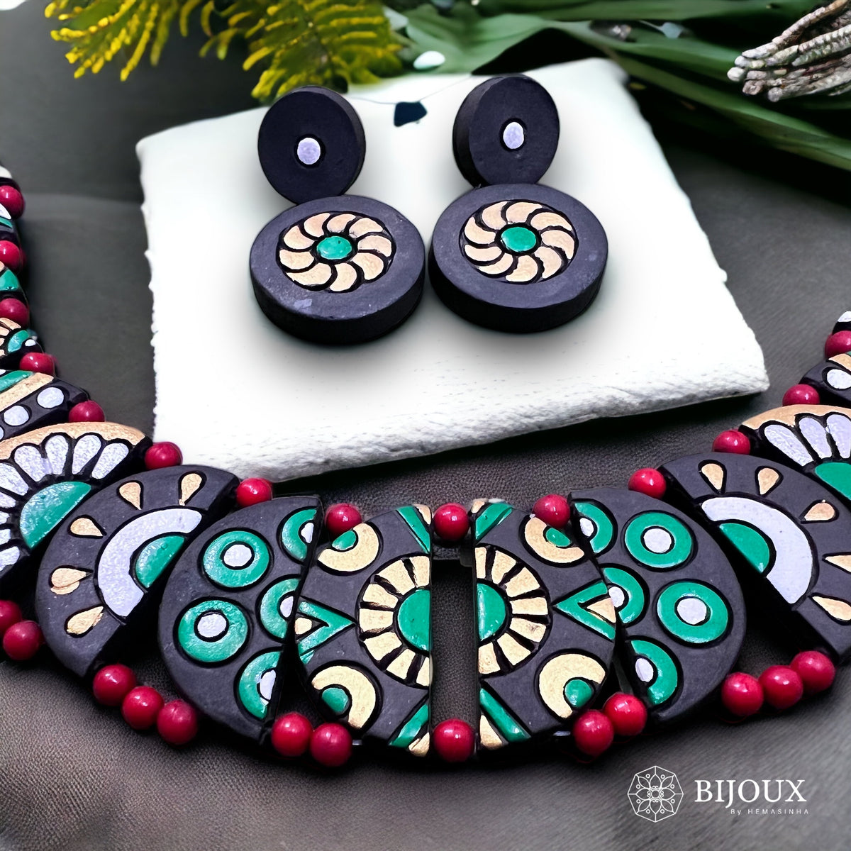 POSH FLAIR TERRACOTTA NECKLACE WITH EARRINGS TR17