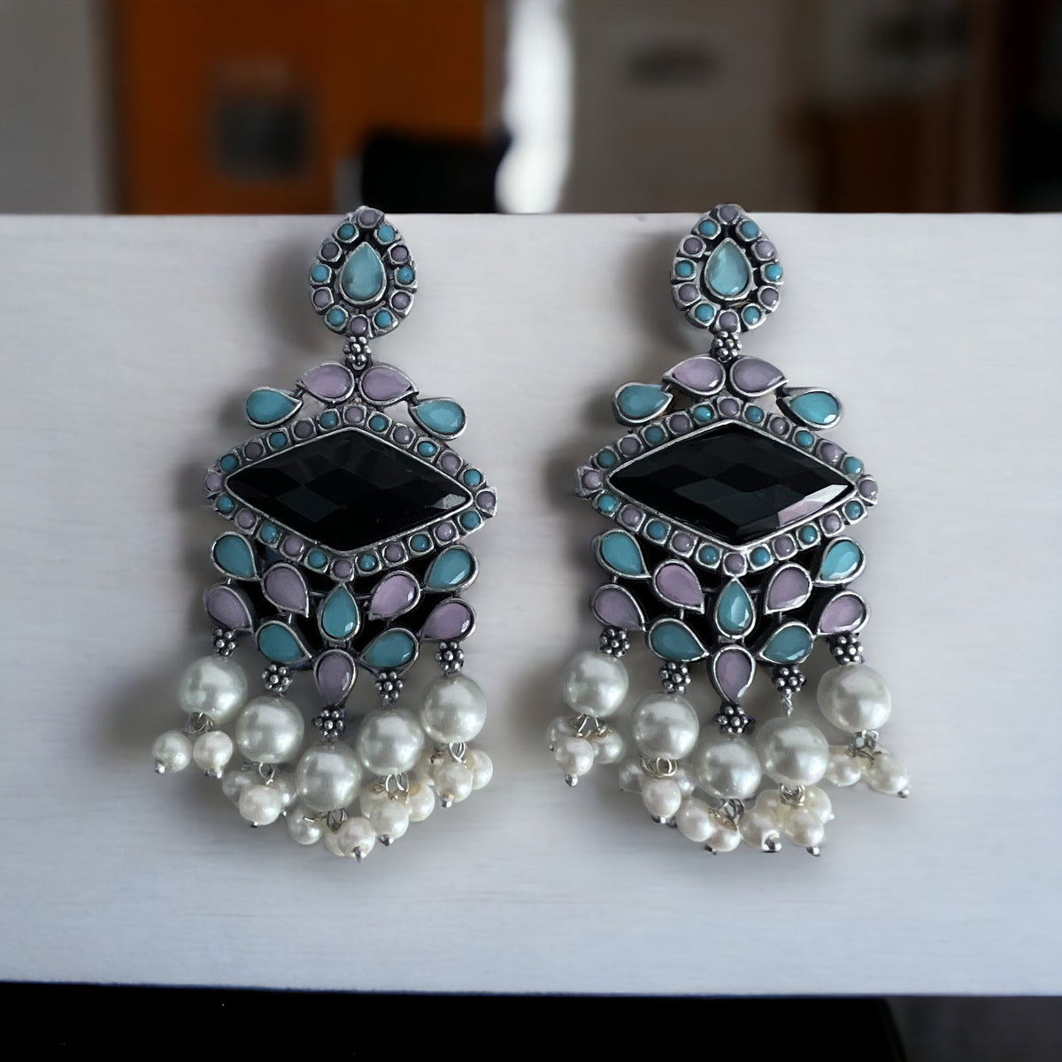 CAMILA SILVER LOOK ALIKE SEMI-HANDMADE EARRINGS ER223