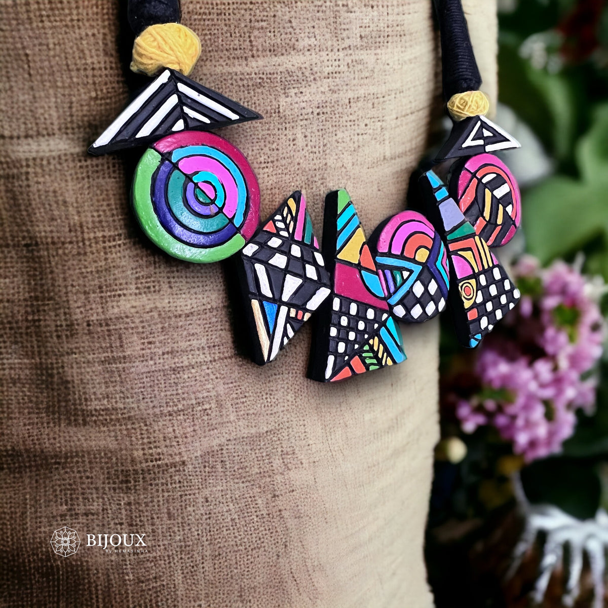 GEOMETRY CHIC FUSION TERRACOTTA NECKLACE WITH EARRING TR12