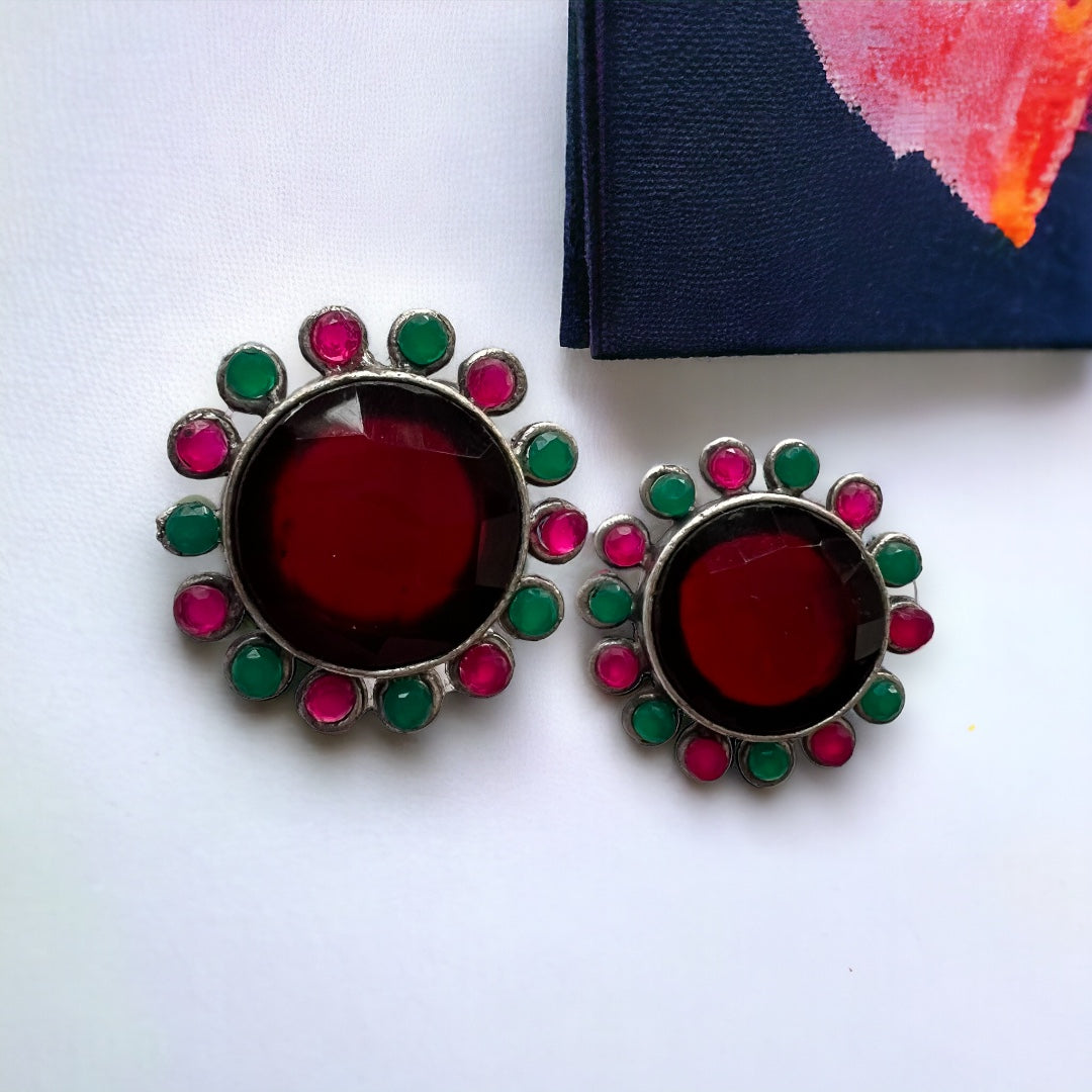 VIMAANAH FAUX SILVER BIJOUX PREMIUM AND EXCLUSIVE  SEMI HANDMADE NECKLACE WITH EARRINGS NL124