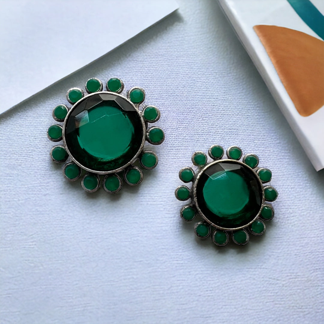 VIMAANAH FAUX SILVER BIJOUX PREMIUM AND EXCLUSIVE  SEMI HANDMADE NECKLACE WITH EARRINGS NL124