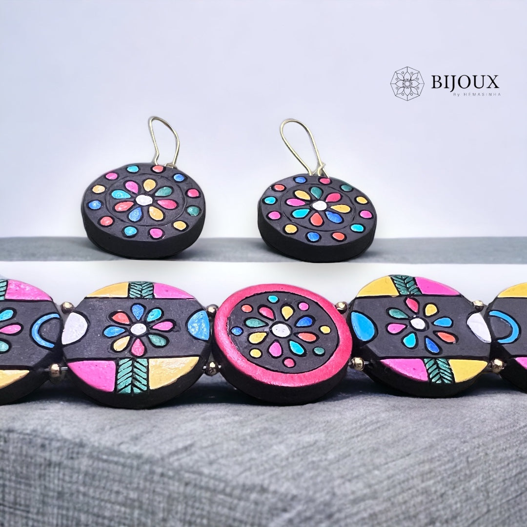 ROSIE ROUND TERRACOTTA NECKLACE WITH EARRING TR23