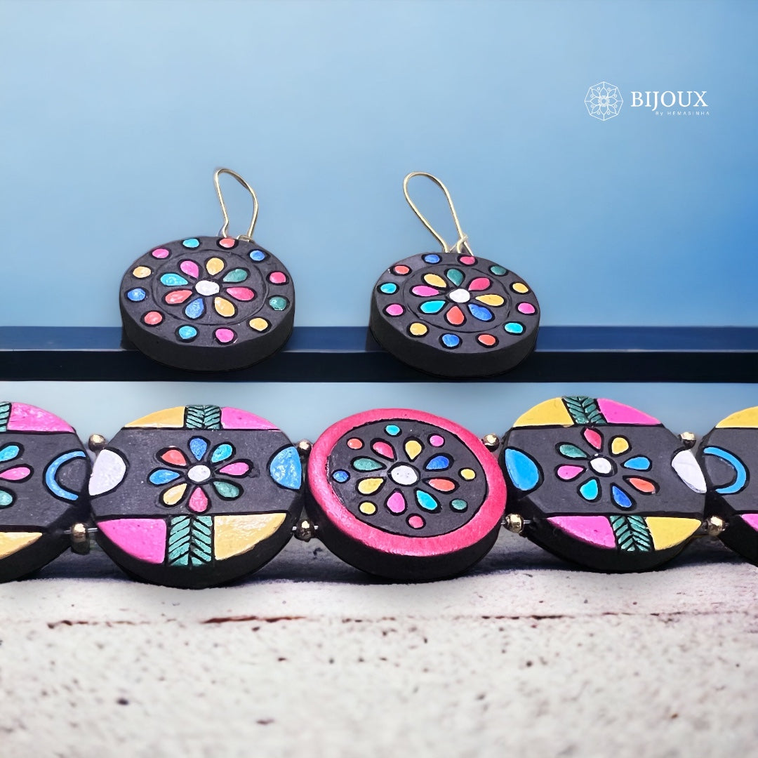 ROSIE ROUND TERRACOTTA NECKLACE WITH EARRING TR23