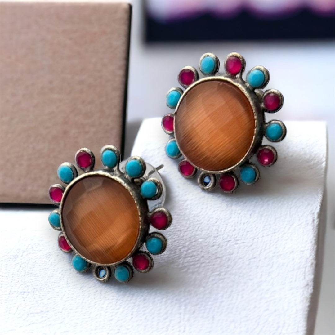 VIMAANAH FAUX SILVER BIJOUX PREMIUM AND EXCLUSIVE  SEMI HANDMADE NECKLACE WITH EARRINGS NL124