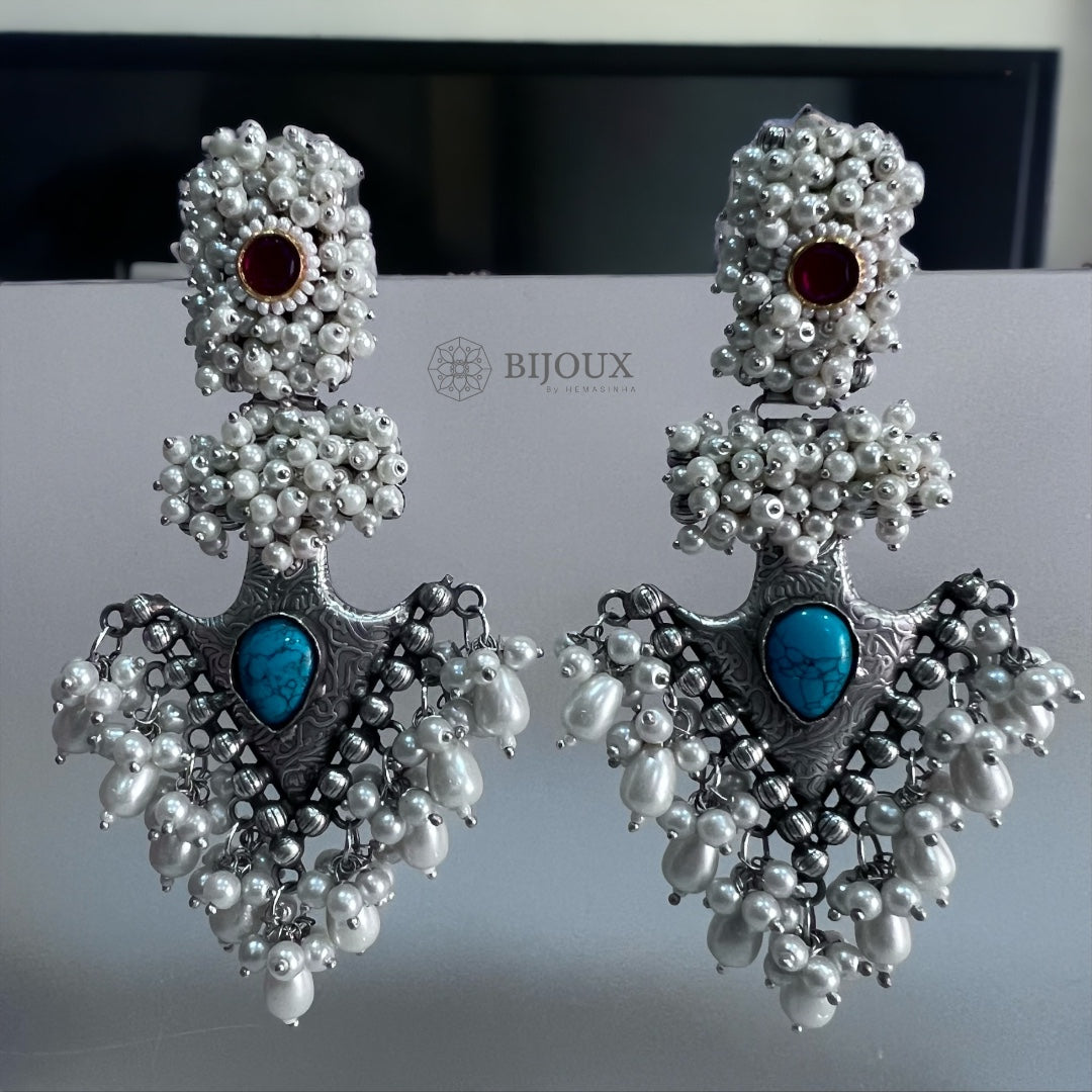 PEARLY PEARL SILVER LOOK ALIKE PREMIUM POLISH HANDMADE EARRINGS ER359