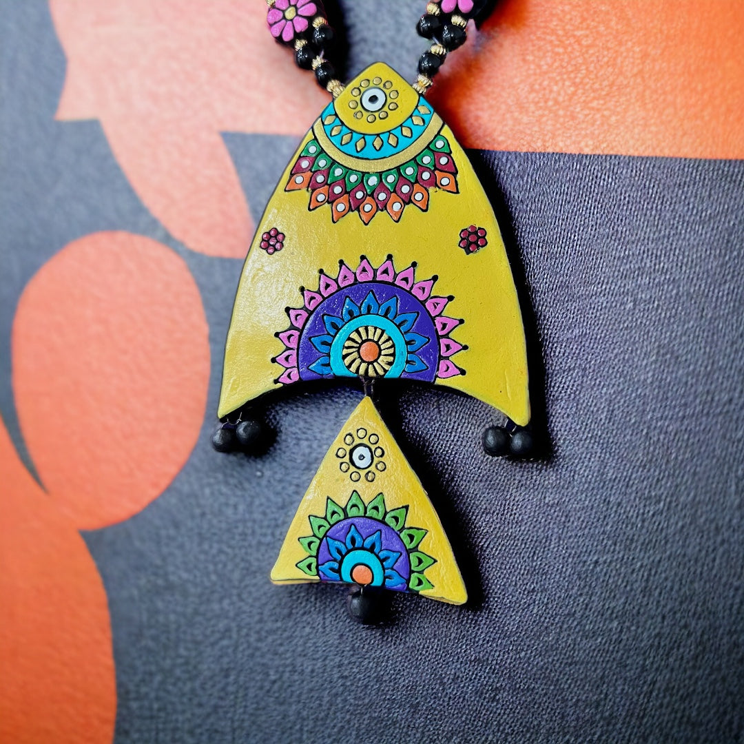 TWIN FIN TERRACOTTA NECKLACE WITH EARRING TR14