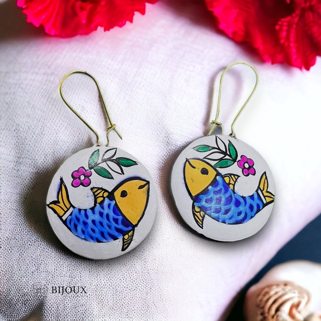 JOY OF TWO FISH ART TEROCOTTA  NECKLACE WITH EARRINGS TR26