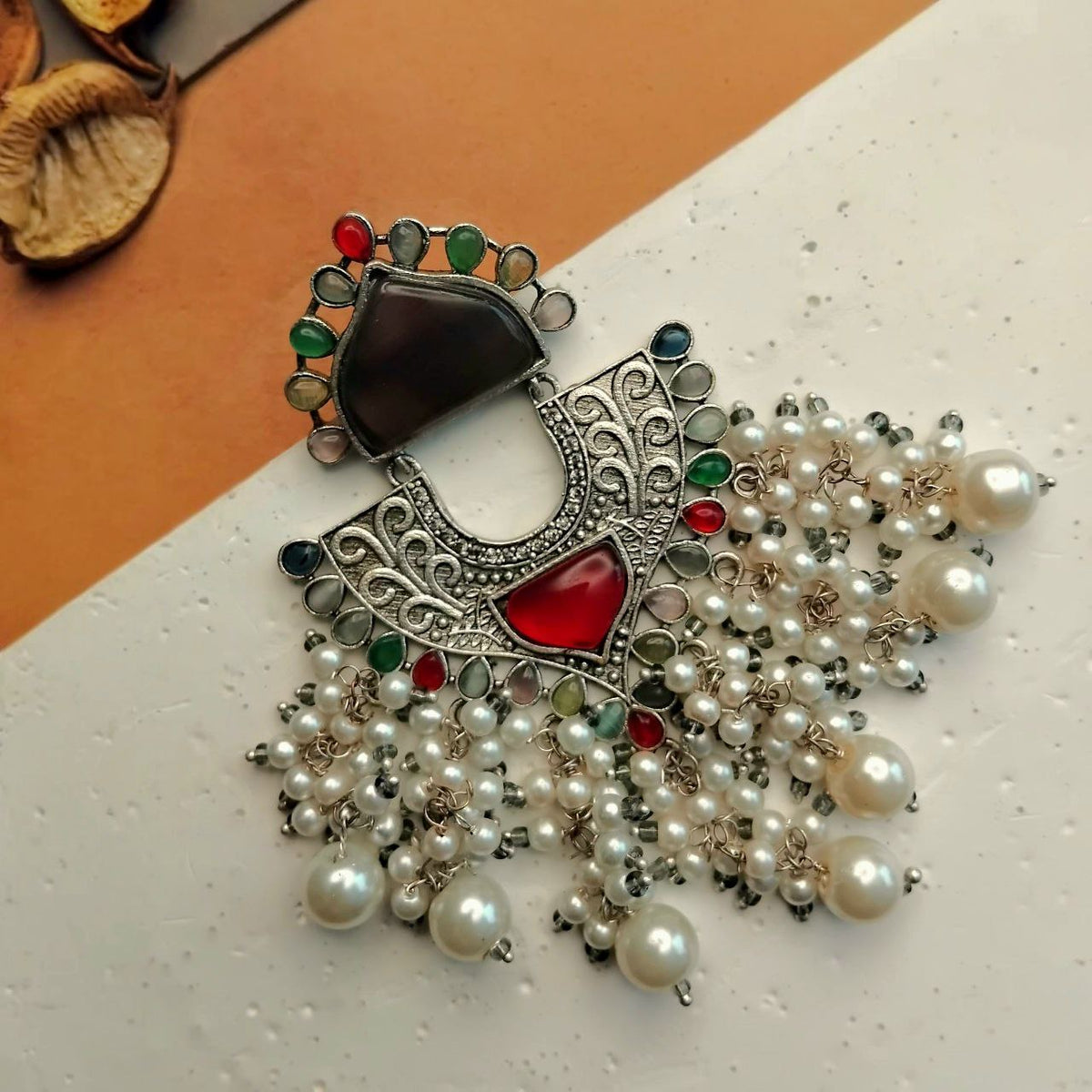 DEEPSHI SEMI HANDMADE OXIDIZED DANGLER EARRING ER384