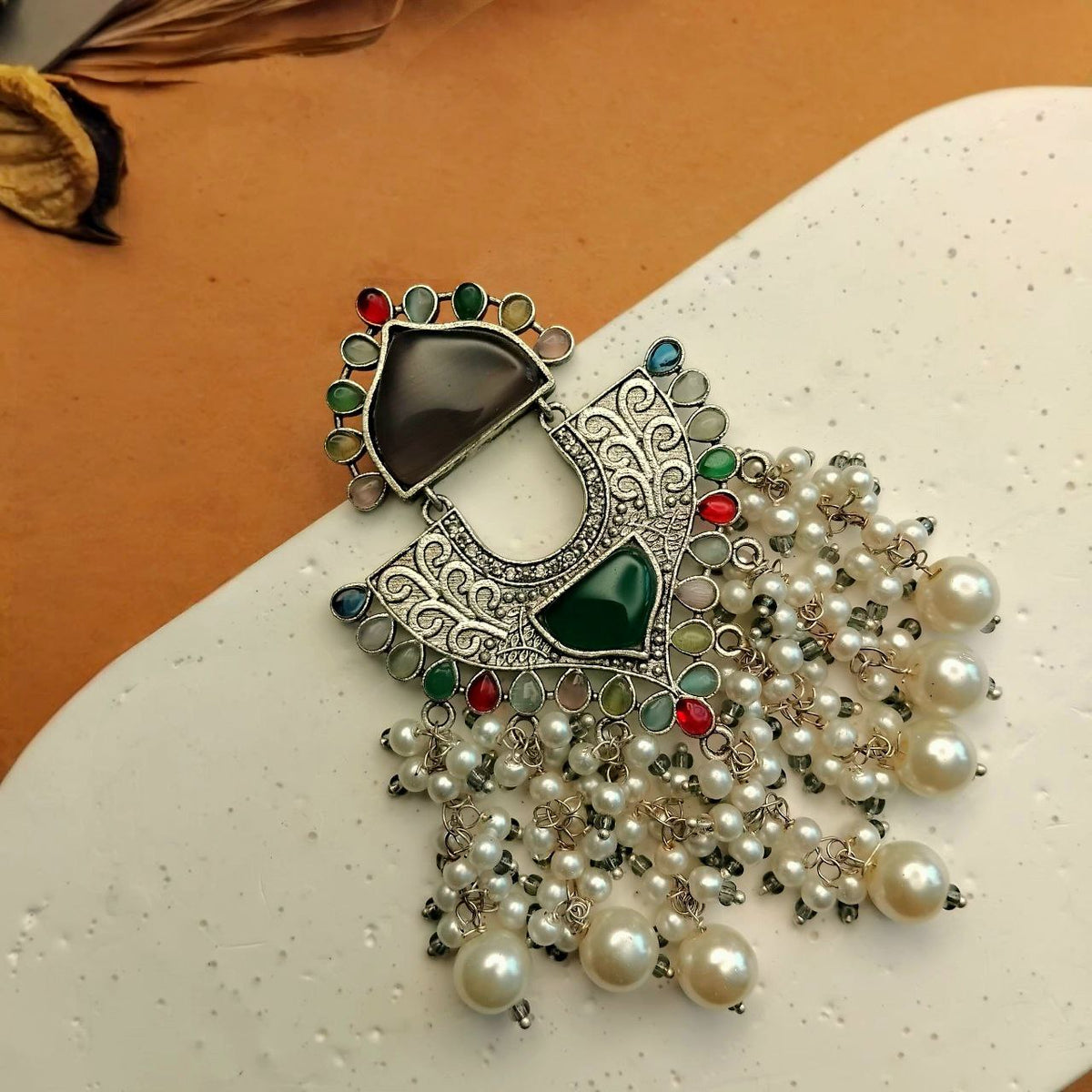 YUVIKA SEMI HANDMADE OXIDIZED DANGLER EARRING ER382