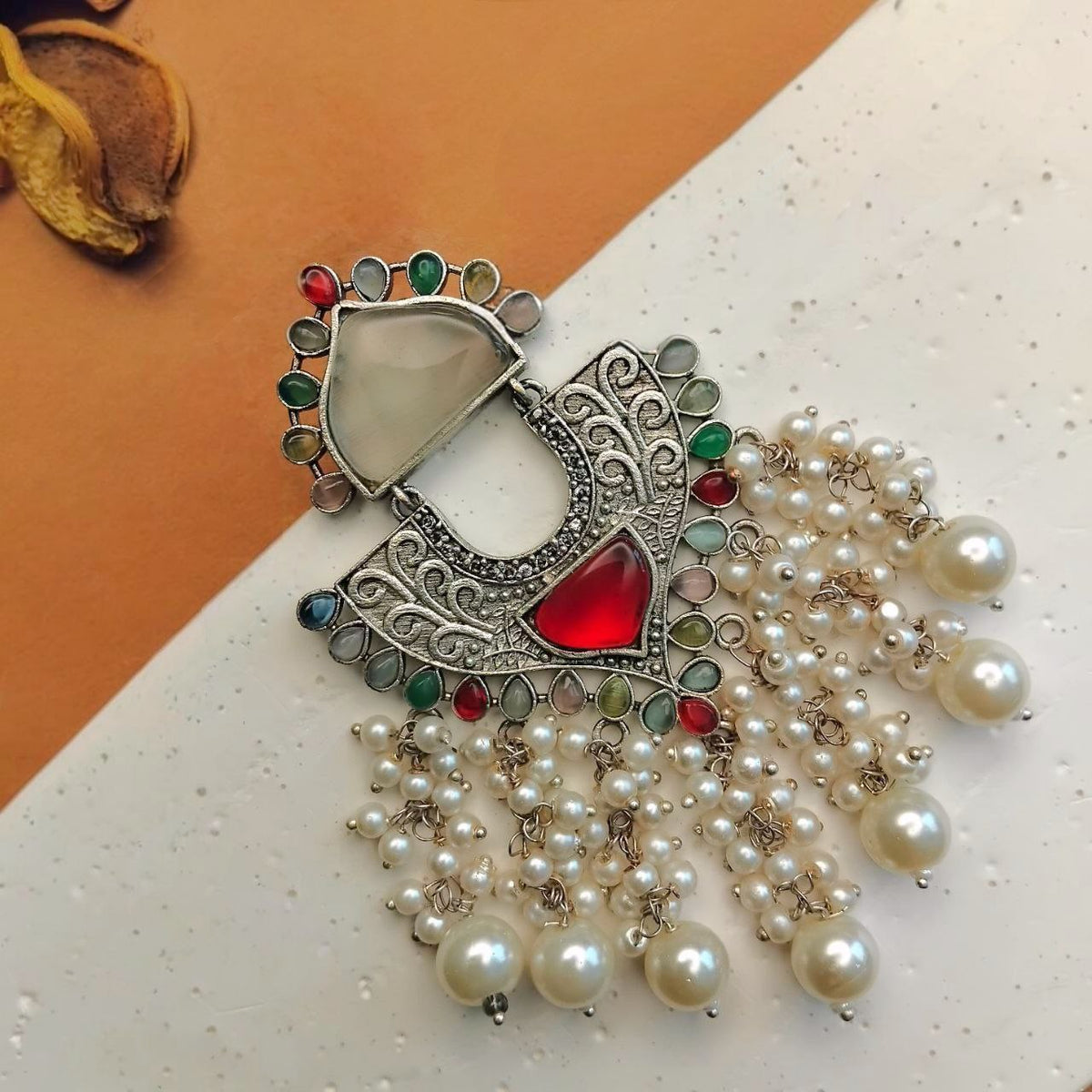 PRISHA SEMI HANDMADE OXIDIZED DANGLER EARRING ER380