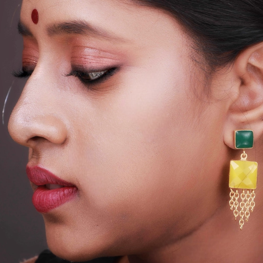 DIVINE DUO DRAPERY HANDMADE HANDHAMMERED EARRING ER73