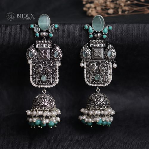 ANTIQUE ELEGANCE OXIDIZED SEMI HANDMADE JHUMKAS ER58
