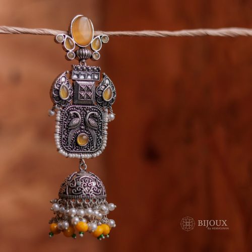 ANTIQUE ELEGANCE OXIDIZED SEMI HANDMADE JHUMKAS ER58