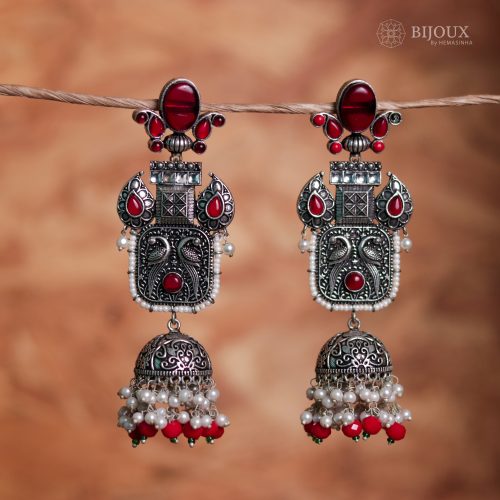 ANTIQUE ELEGANCE OXIDIZED SEMI HANDMADE JHUMKAS ER58