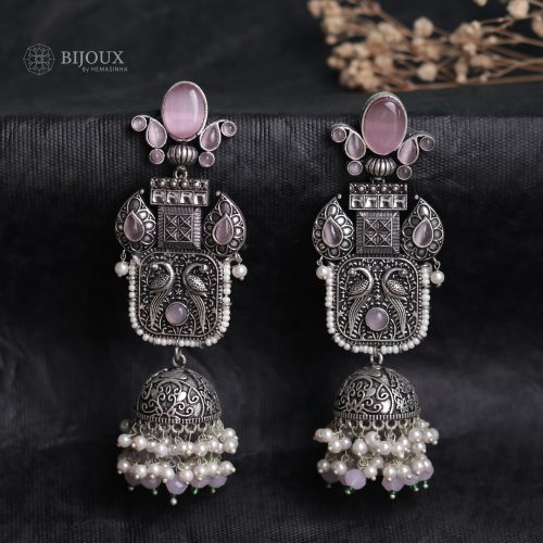 ANTIQUE ELEGANCE OXIDIZED SEMI HANDMADE JHUMKAS ER58