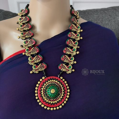 MUD MOSAIC TERRACOTTA HANDMADE MALA WITH EARRINGS TR06