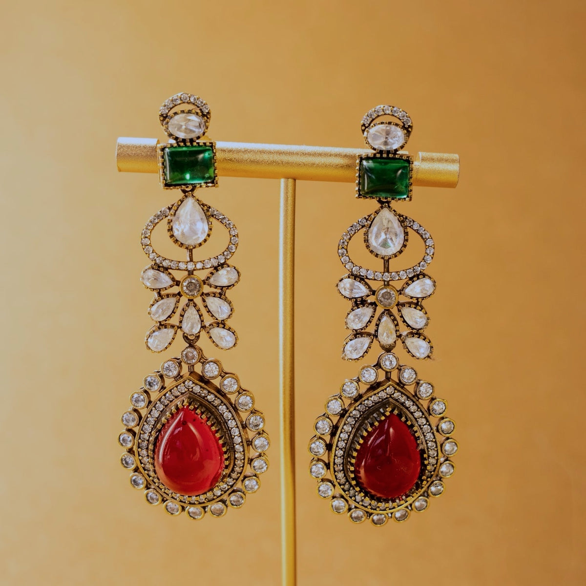 ADVIKA BRIDAL BIJOUX PREMIUM  HANDMADE DARK POLKI NECKLACE WITH EARRING NL304