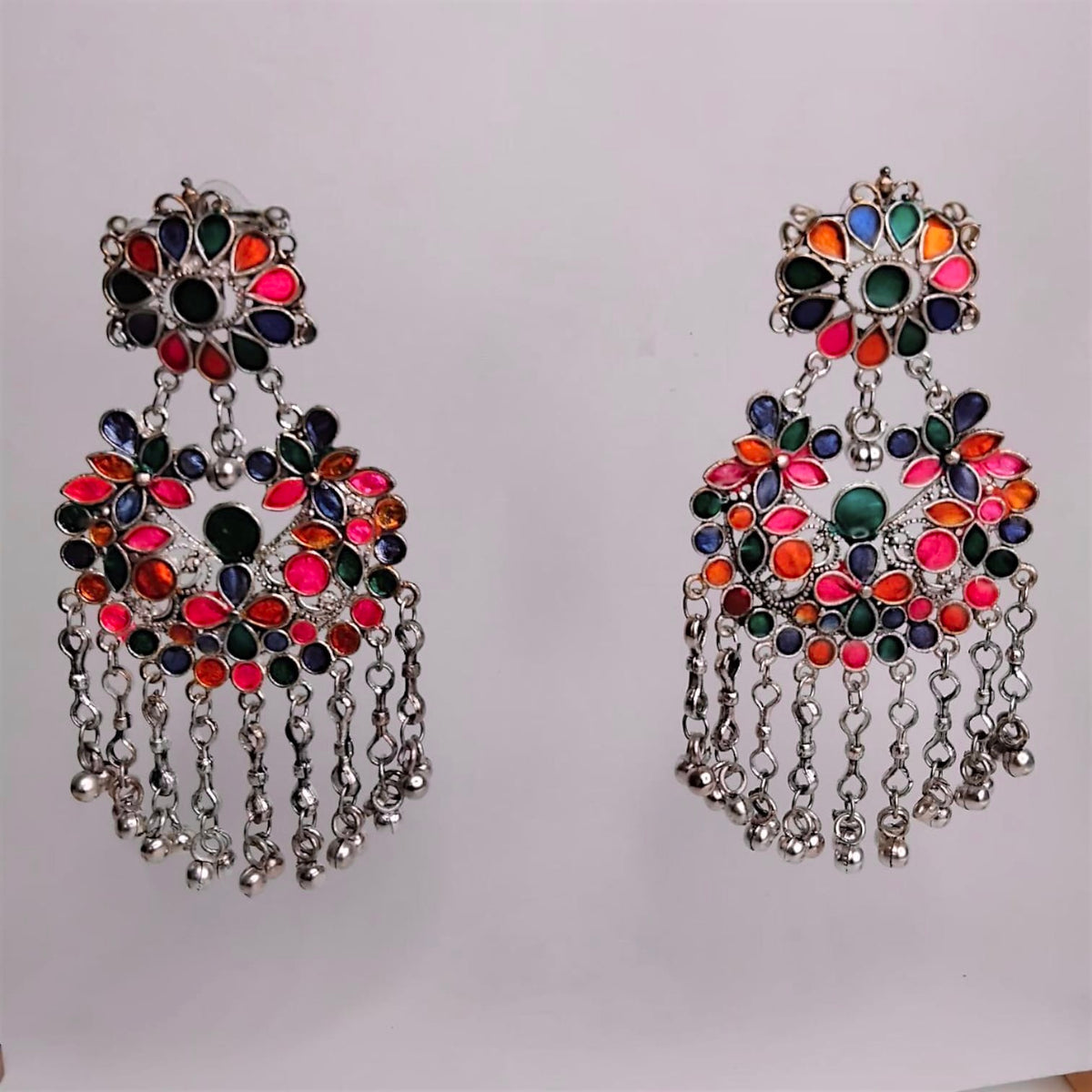 ABISHA AFGHANI MEENA RAW AND RUSTIC AND VINTAGE LONG EARRINGS AF53