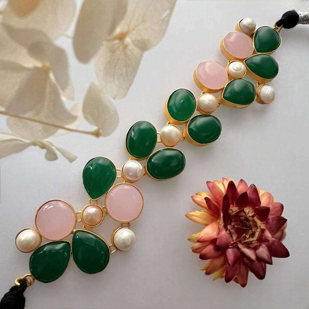 BAGYA BIJOUX PREMIUM AND EXCLUSIVE HANDMADE MONALISA CHOKER WITH EARRINGS CH405