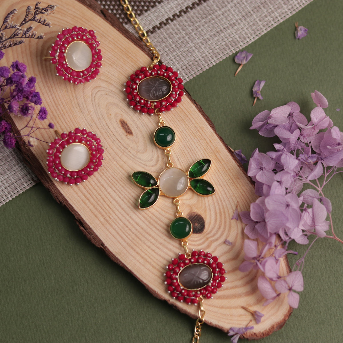 NIRASHA BIJOUX HANDMADE MONALISA MINIMALIST CHOKER WITH EARRINGS CH45