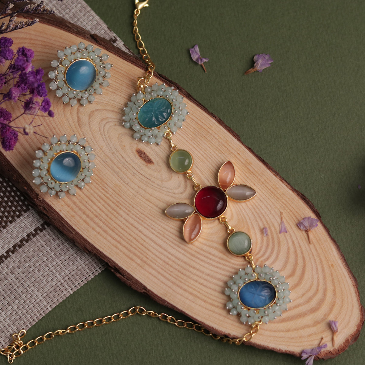 NIRASHA BIJOUX HANDMADE MONALISA MINIMALIST CHOKER WITH EARRINGS CH45