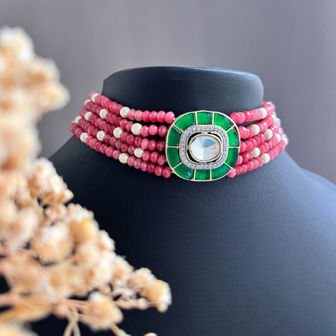 MARIA ONEX BEADS LAC AND POLKI BIJOUX PREMIUM AND EXCLUSIVE HANDMADE CHOKER CH400