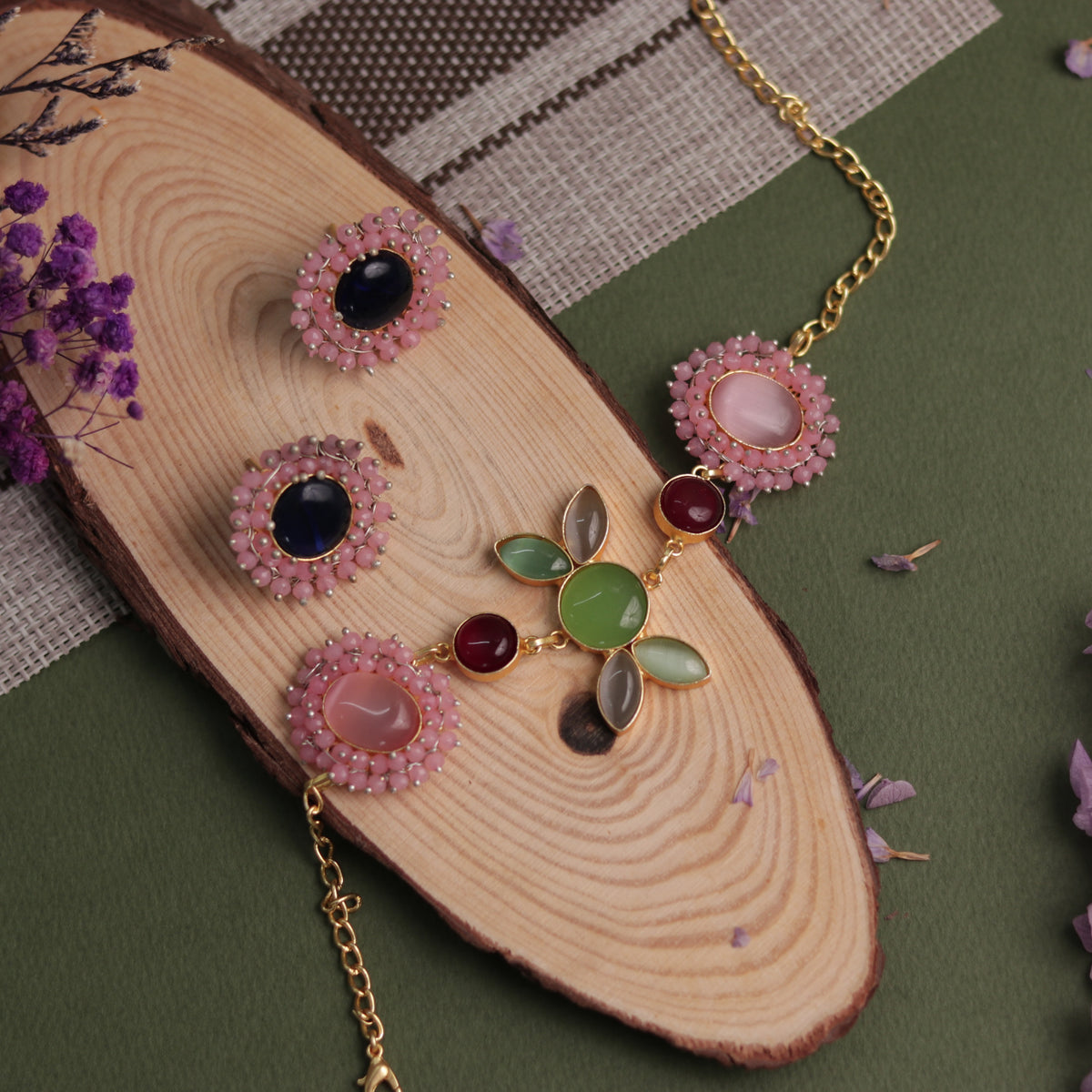 NIRASHA BIJOUX HANDMADE MONALISA MINIMALIST CHOKER WITH EARRINGS CH45