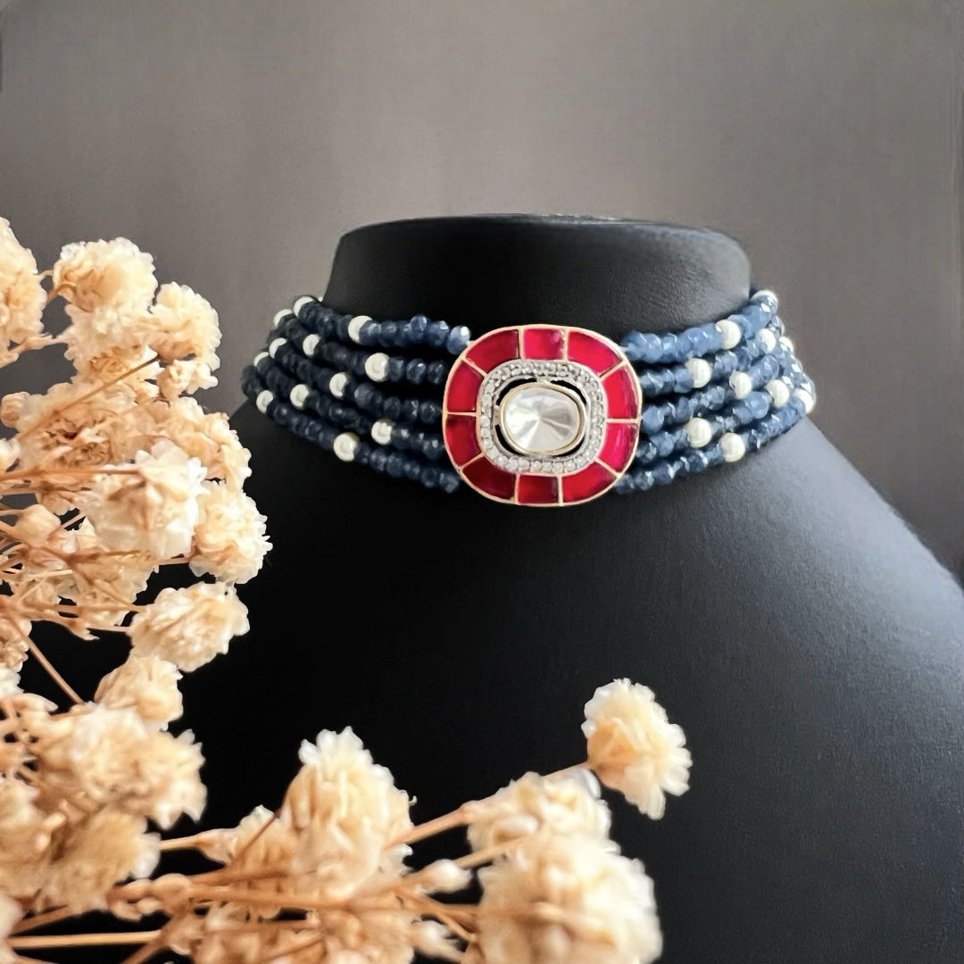 MARIA ONEX BEADS LAC AND POLKI BIJOUX PREMIUM AND EXCLUSIVE HANDMADE CHOKER CH400