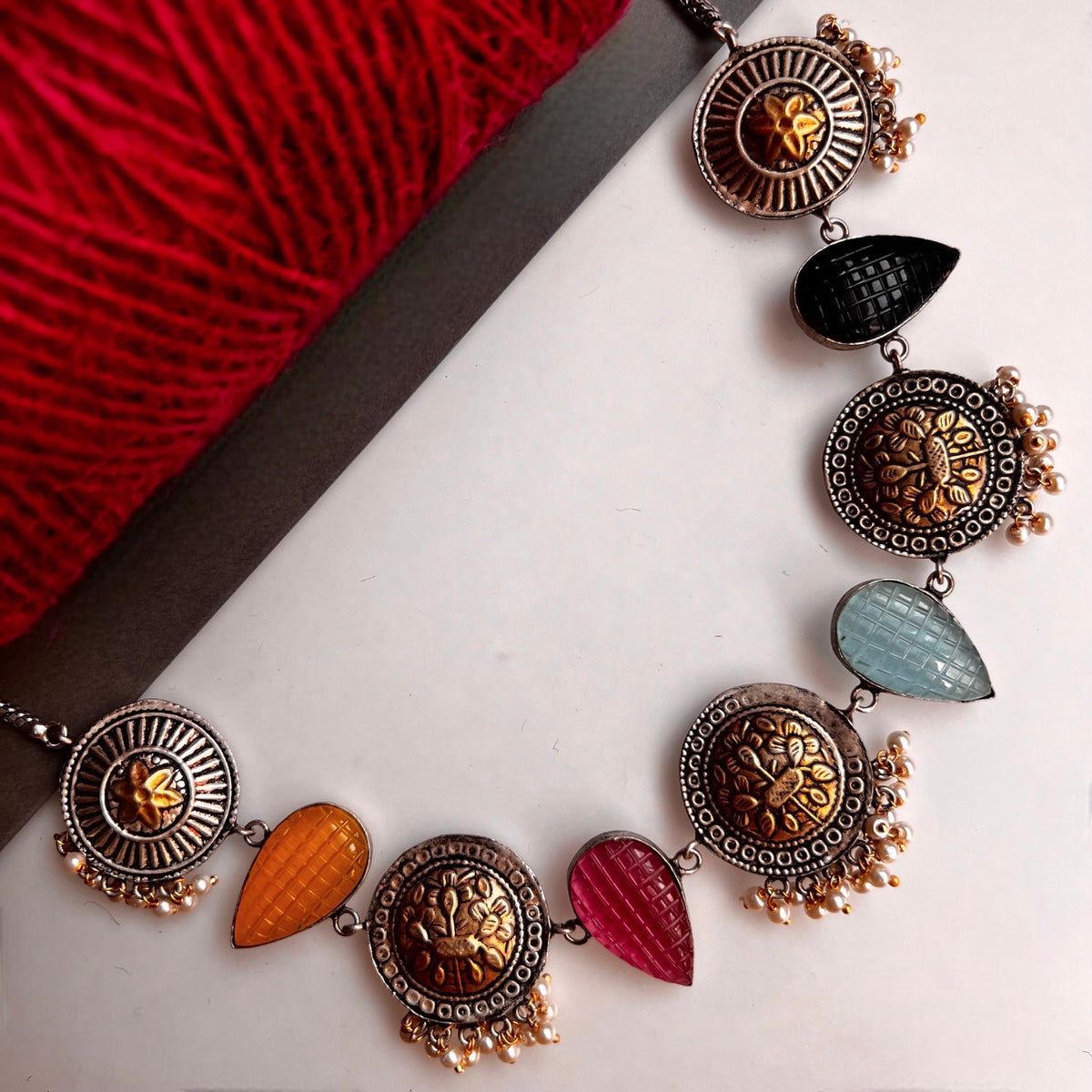 RITHANA BIJOUX PREMIUM AND EXCLUSIVE HAND HAMMERED HANDMADE CHOKER WITH EARRINGS CH101